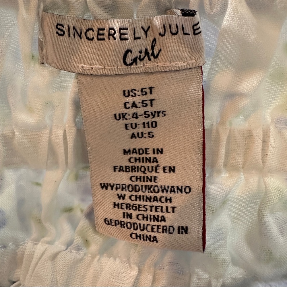 Sincerely Jules Girl Floral White and Blue Kids Dress Sz 5T - Picture 6 of 8